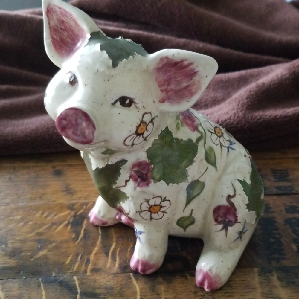 Flower painted piggy bank